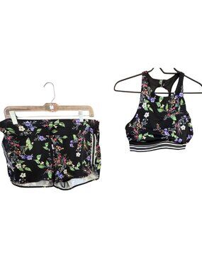 Athleta 36D/DD/Medium Floral Underwire Bikini Top & Floral Swim Shorts 2pc.